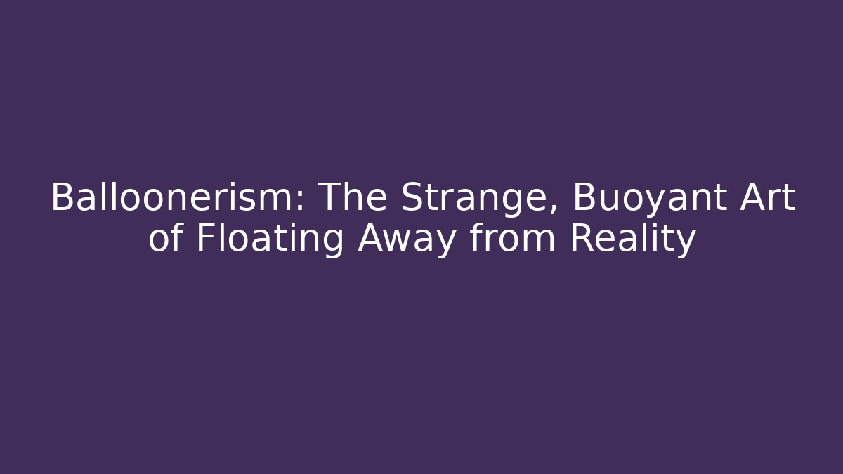 Balloonerism: The Strange, Buoyant Art of Floating Away from Reality