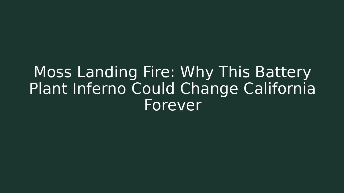 Moss Landing Fire: Why This Battery Plant Inferno Could Change California Forever